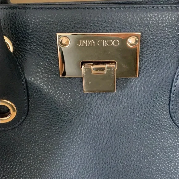 Brand New Jimmy Choo Riley Navy Leather Tote - Picture 2 of 11